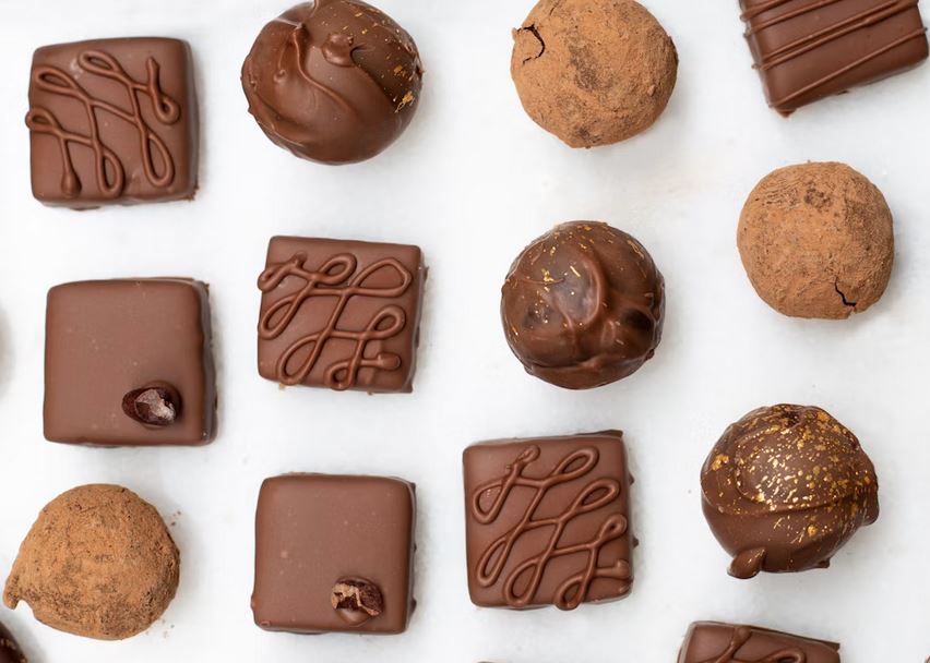 chocolats de la marque Le Comptoir de Mathilde vus du dessus