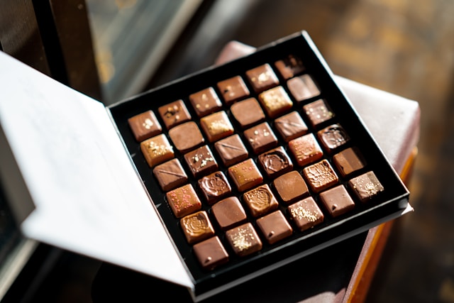 boîte de chocolats Jeff de Bruges ouverte